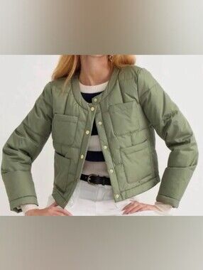 J. Crew 'Louisa' Primaloft Green Quilted Lady Jacket - xl